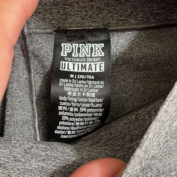 PINK Victoria’s Secret Ultimate gray/light pink/black mesh legging, size M, NWOT - Picture 6 of 7